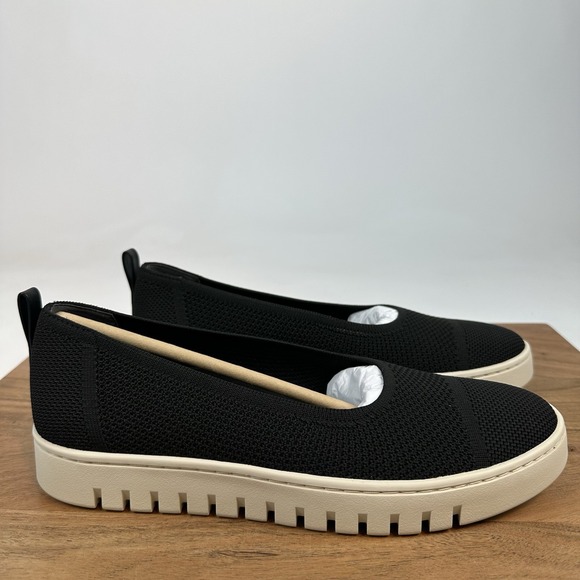 New NIB Womens Vionic Uptown Skimmer Flat Black Knit Shoes Size 8 M